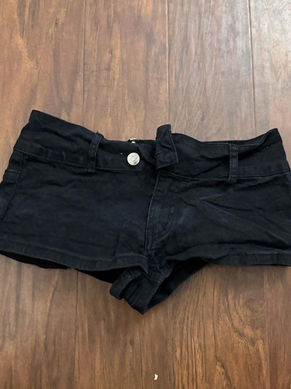 Edikted Denim Micro Shorts Size S Black Low Rise